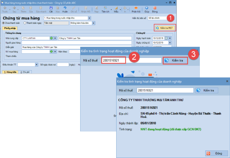 Kiểm tra nhập chứng từ đầu vào Kiểm tra nhập chứng từ đầu vào