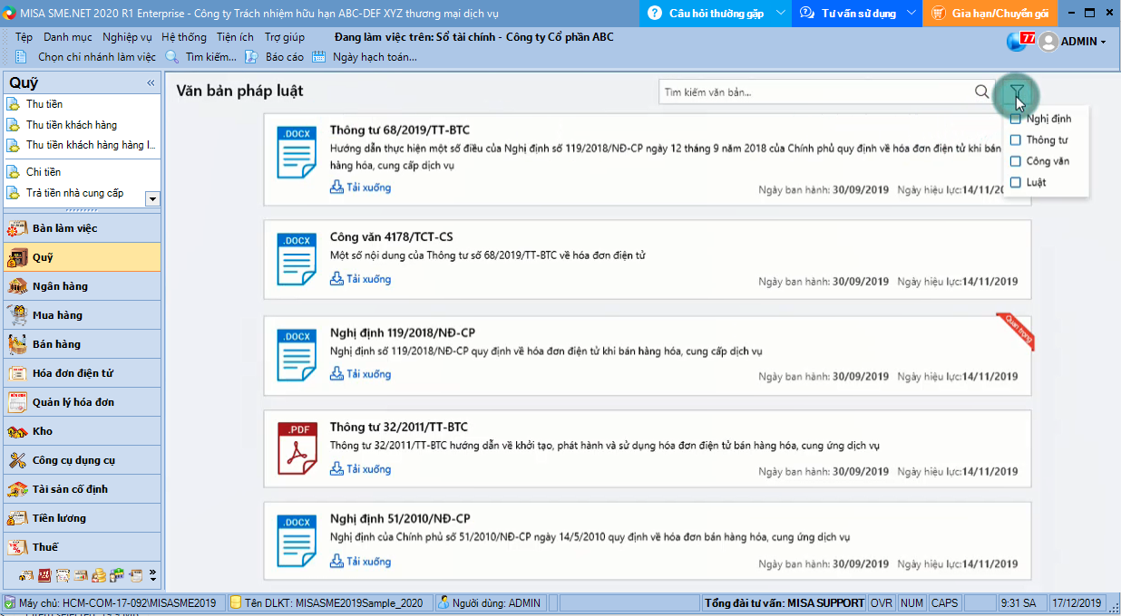 8. Sẵn sàng đáp ứng thông tư 68/2019/TT-BTC 8. Sẵn sàng đáp ứng thông tư 68/2019/TT-BTC