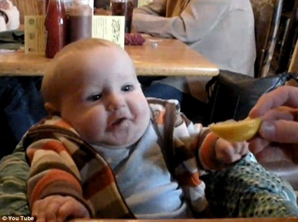 Lần đầu tiên nếm chanh của các bé