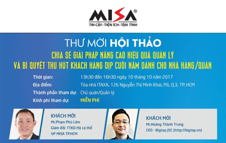 Mời tham dự Talkshow: “Chia sẻ giải pháp nâng cao hiệu quả quản lý và bí quyết thu hút khách hàng dịp cuối năm dành cho nhà hàng/quán”