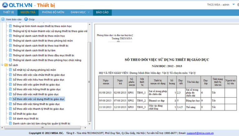 Đáp ứng nghiệp vụ quản lý trang thiết bị dạy học và phòng học chức năng tại các trường